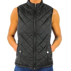 Miss Molly Quilted Zip-Up Vest Size Small Black